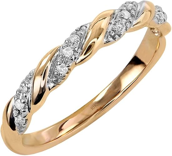 Brilliant Expressions 10K or 14K Yellow, Rose or White Gold Diamond-Accent Twist Promise Ring, Anniversary Ring or Wedding Band for Women; Promise Rings for Her, Gold Rings for Women