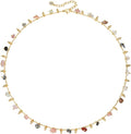 MTMY Beaded Necklaces for Women 14K Gold Plated Dainty Colorful Green/Rose Beaded Pearl Choker Necklace Delicate Boho Choker Necklace Jewelry Gift
