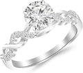 Houston Diamond District 0.5 Carat Twisting Infinity Gold and Diamond Split Shank Pave Set Diamond Engagement Ring with a J-K I2 Center