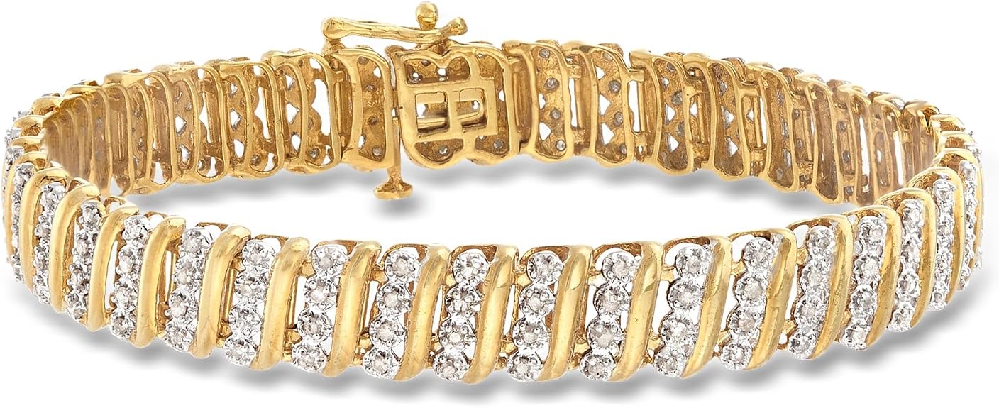 Ross-Simons 1.00 ct. t.w. Diamond Link Bracelet in 18kt Gold Over Sterling