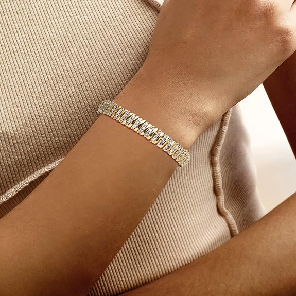 Ross-Simons 1.00 ct. t.w. Diamond Link Bracelet in 18kt Gold Over Sterling